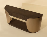 Sultana 70" Dark Oak Concrete & Brushed Brass Console Table - Indoor/Outdoor