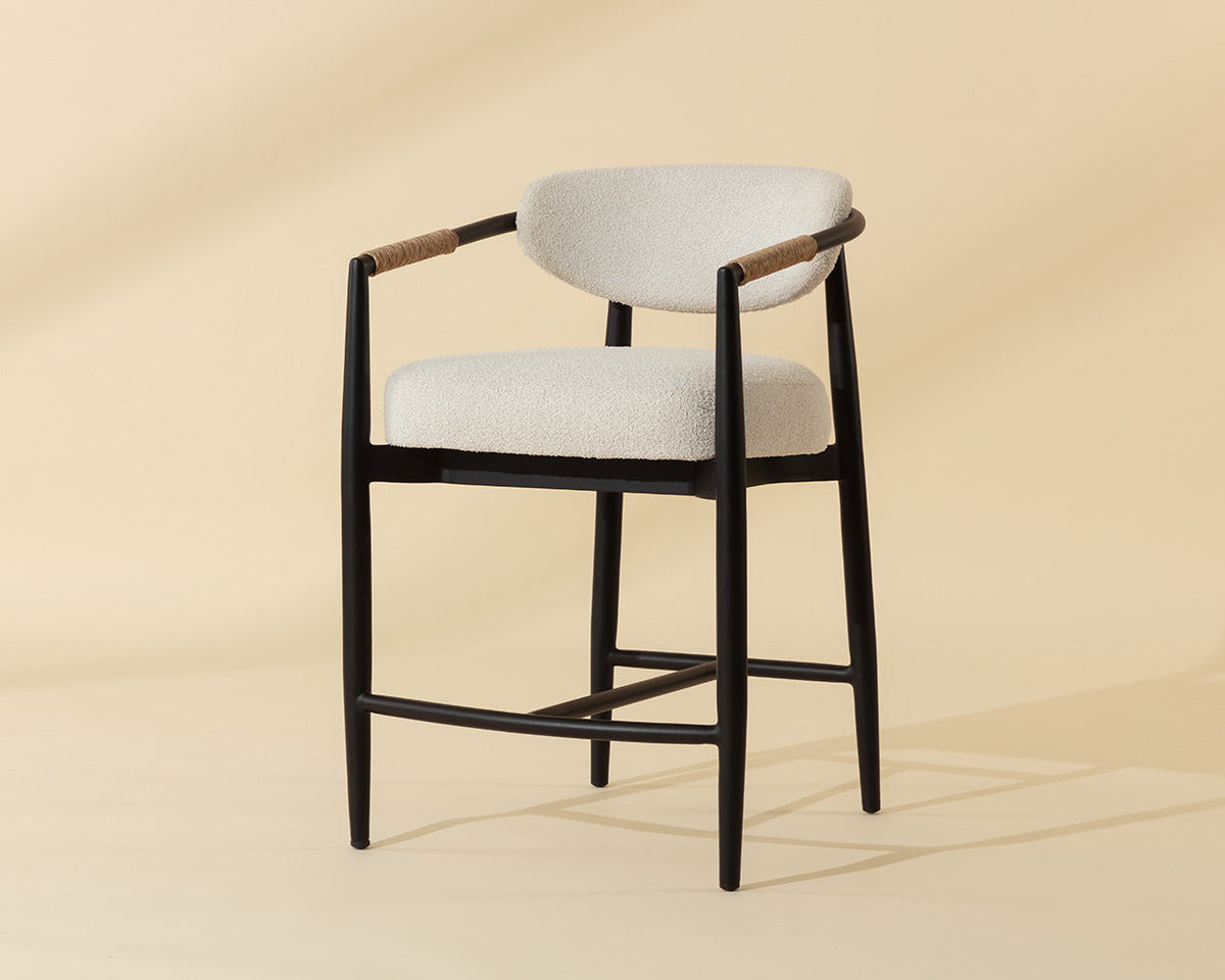 Marita Cream & Black Indoor/Outdoor Counter Stool
