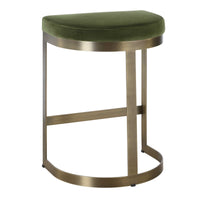 Crystal Moss Green Velvet & Gold Counter Stool