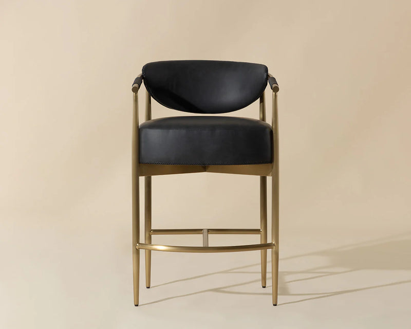 Heloise Gold & Black Faux Leather Counter Stool