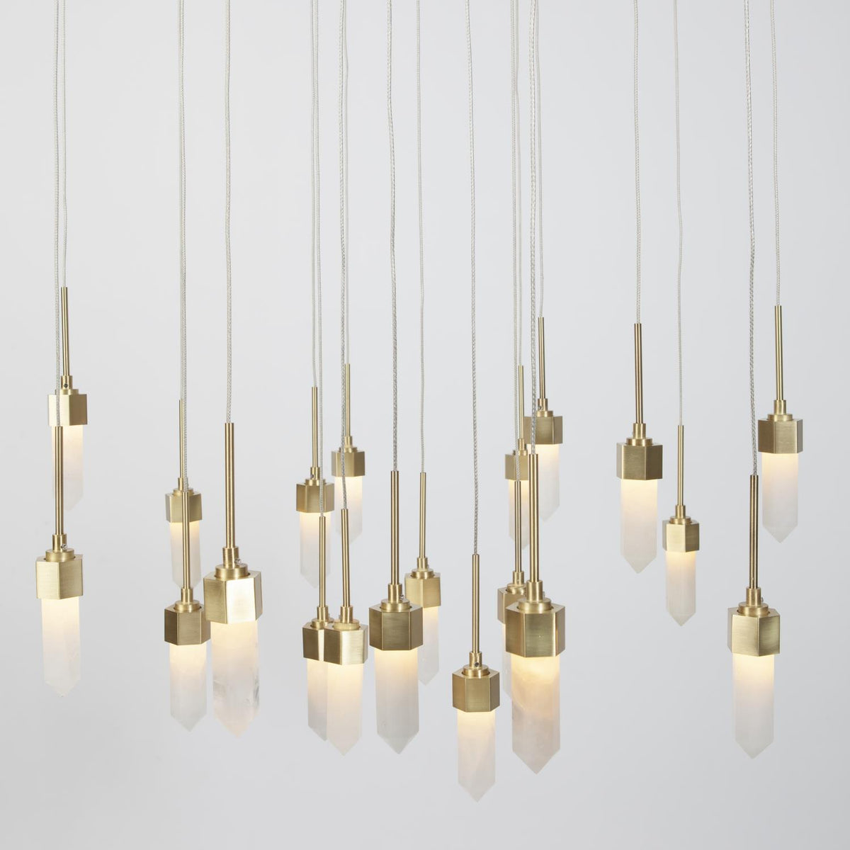 Leo Satin Brass 20 Drop Chandelier