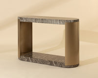 Cavette 50" Dark Emperador Faux Marble & Brass Console - Indoor/Outdoor