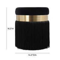 Lareen Black Velvet Tasseled Ottoman
