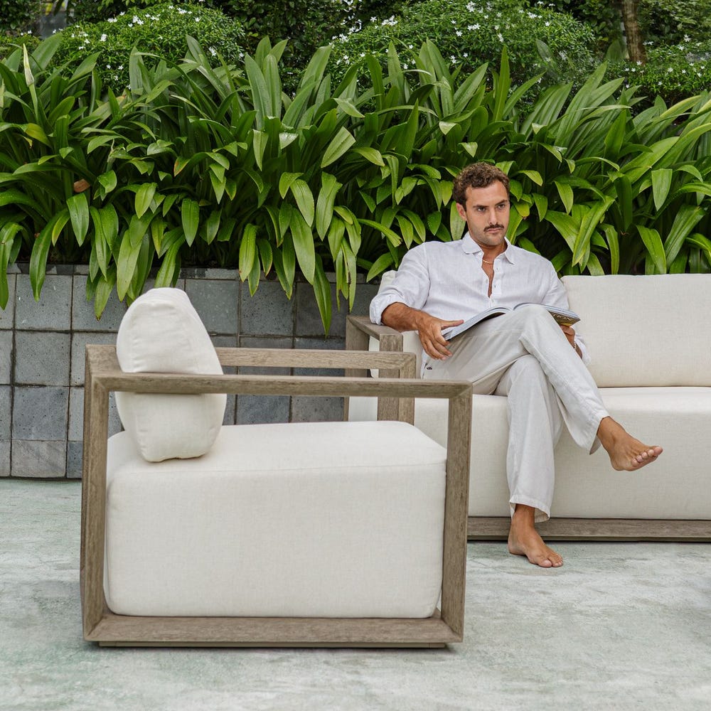 Richie White & Weathered Grey Ooutdoor Lounge Chair