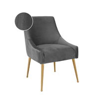 Prado Pleated Grey Velvet With Gold Frame Chair - Luxury Living Collection