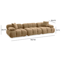 Vogue 118” Cafe Au Lait Performance Velvet Modular Sofa