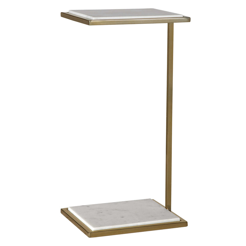 Brooker White Marble & Gold Accent Table