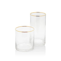 Optic Rocks Glass with Gold Rim - Set of 12