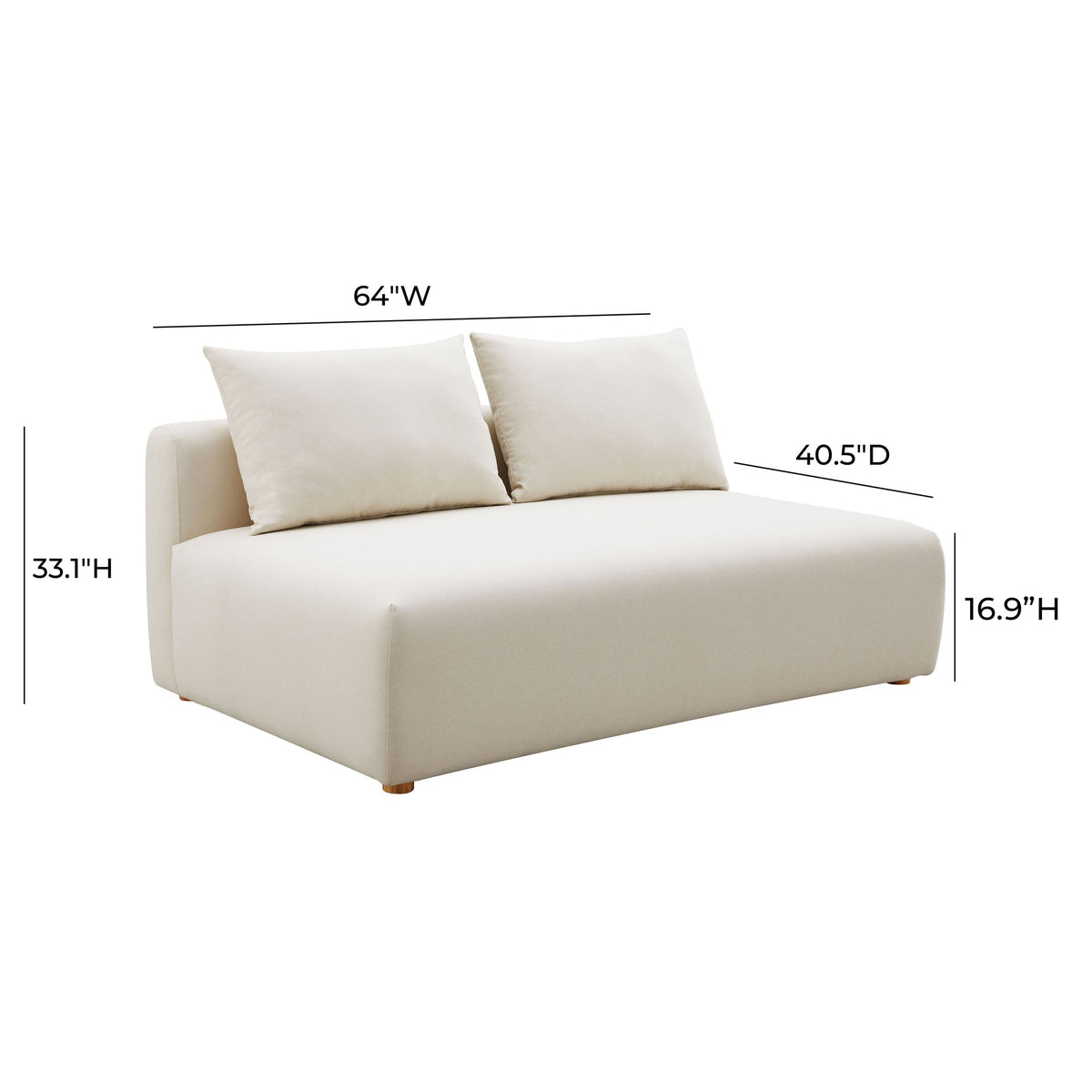 Karsyn 64" Plush Cream Performance Linen Modular Loveseat
