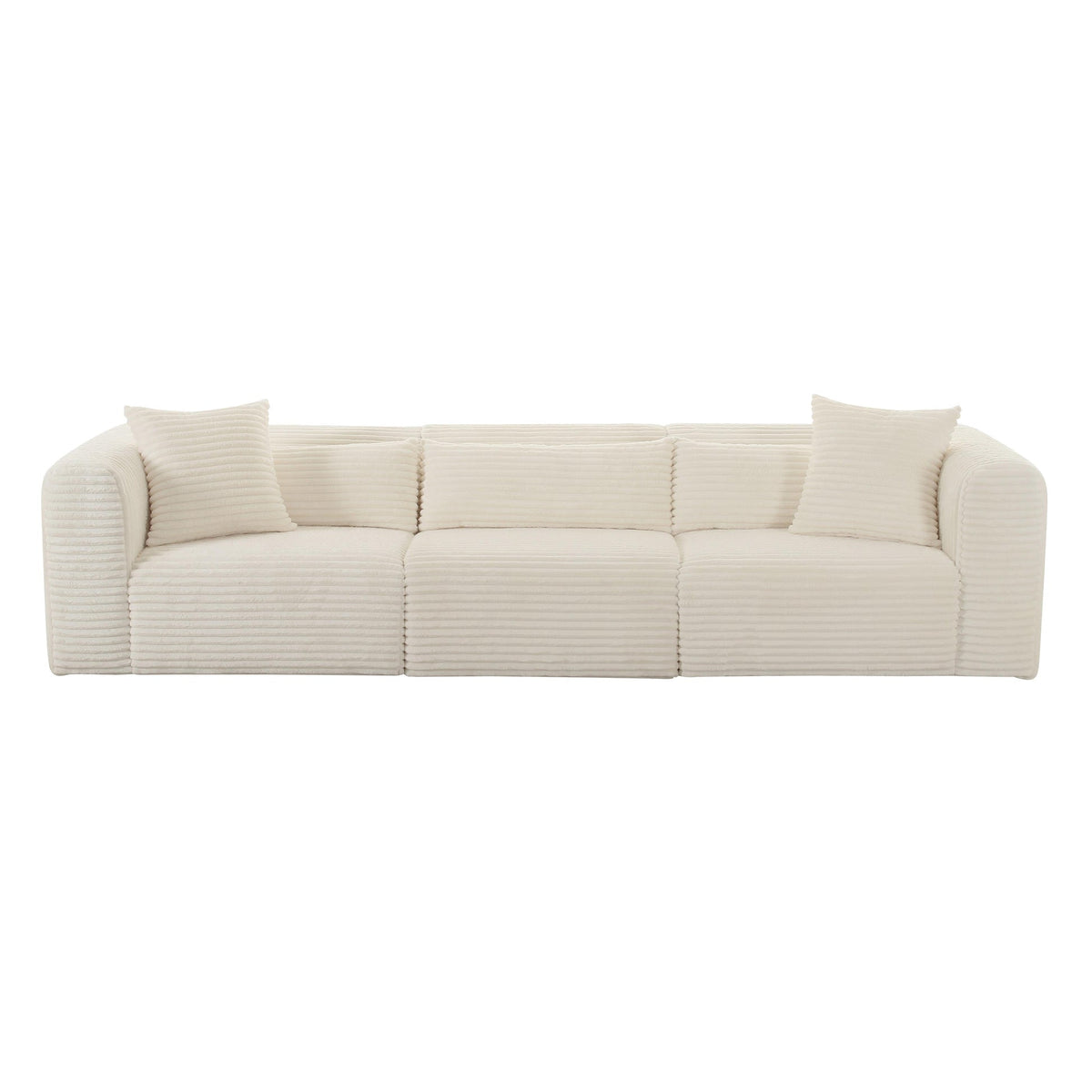 Telav 118.6” Fluffy Oversized Cream Performance Corduroy Modular Sofa