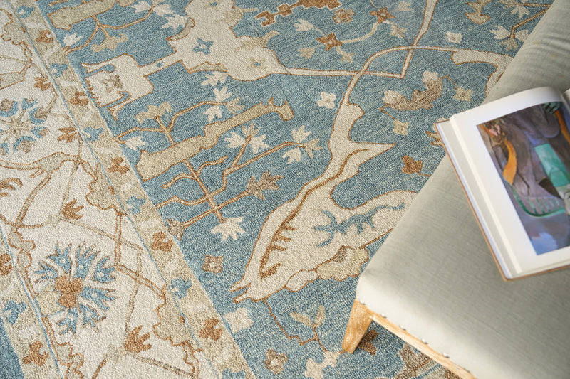 Nell Ivory/Light Blue Luxury Area Rug