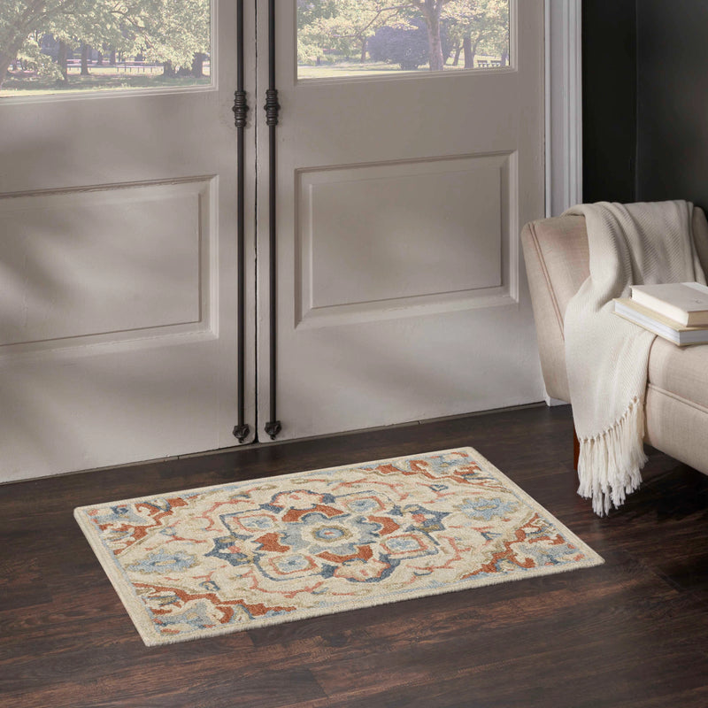 Goldie Ivory Rust Wool Persian Style Area Rug