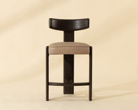 Horton Dark Brown Oak & Sahara Sand Leather Counter Stool
