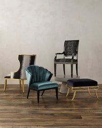 Garson Gold & Fresh Fine Linen Accent Chair