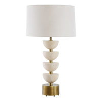 Braye Stacked Travertine & Gold Table Lamp