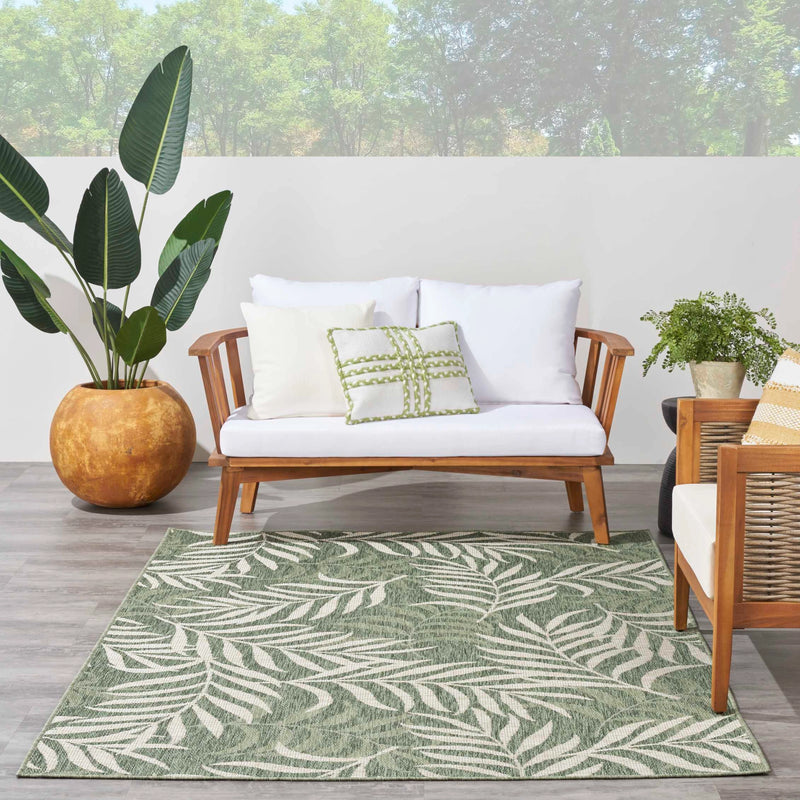 Annaleisa Indoor/Outdoor Green & Ivory Area Rug - Elegance Collection