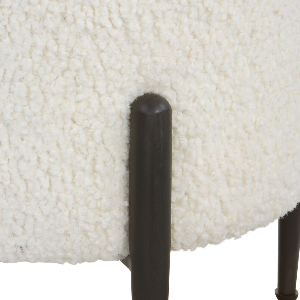 Riely White Faux Shearling Ottoman