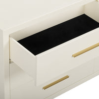 Dorite 62" Cream Faux Shagreen 6-Drawer Dresser