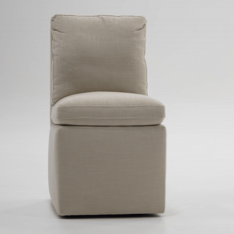 Damaris Modern Beige Dining Chair With Castor Wheels