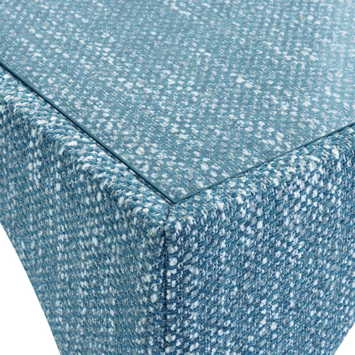 Teresa Teal Performance Chenille Game Table and Two Ottomans Set
