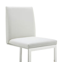 Camille Modern White Vegan Leather & Stainless Steel Counter Stool