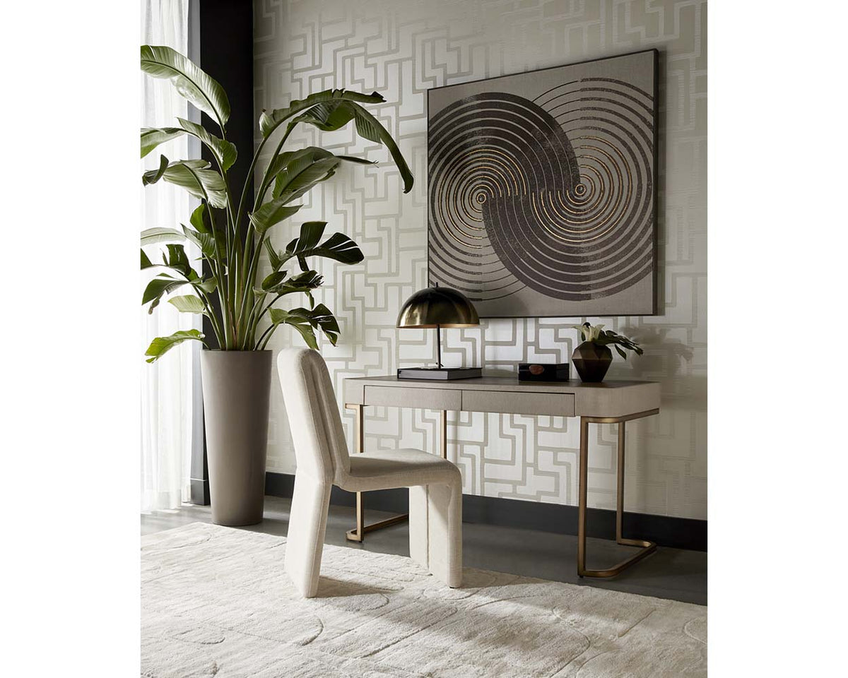 Jamille Cream Faux Leather & Gold Desk