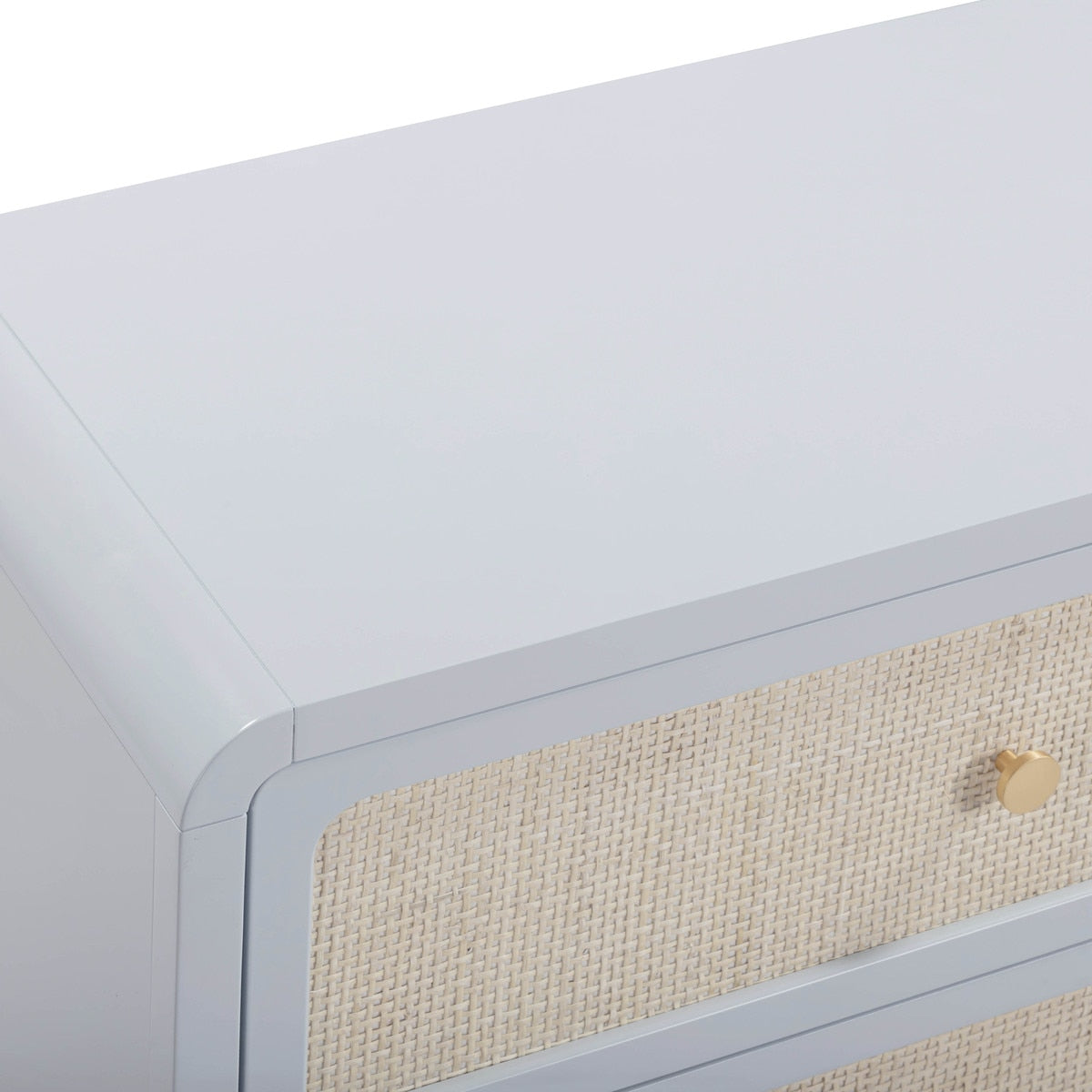 Ameline Pastel Blue Rattan 6 Drawer Dresser