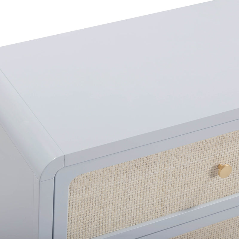 Ameline Pastel Blue Rattan 6 Drawer Dresser
