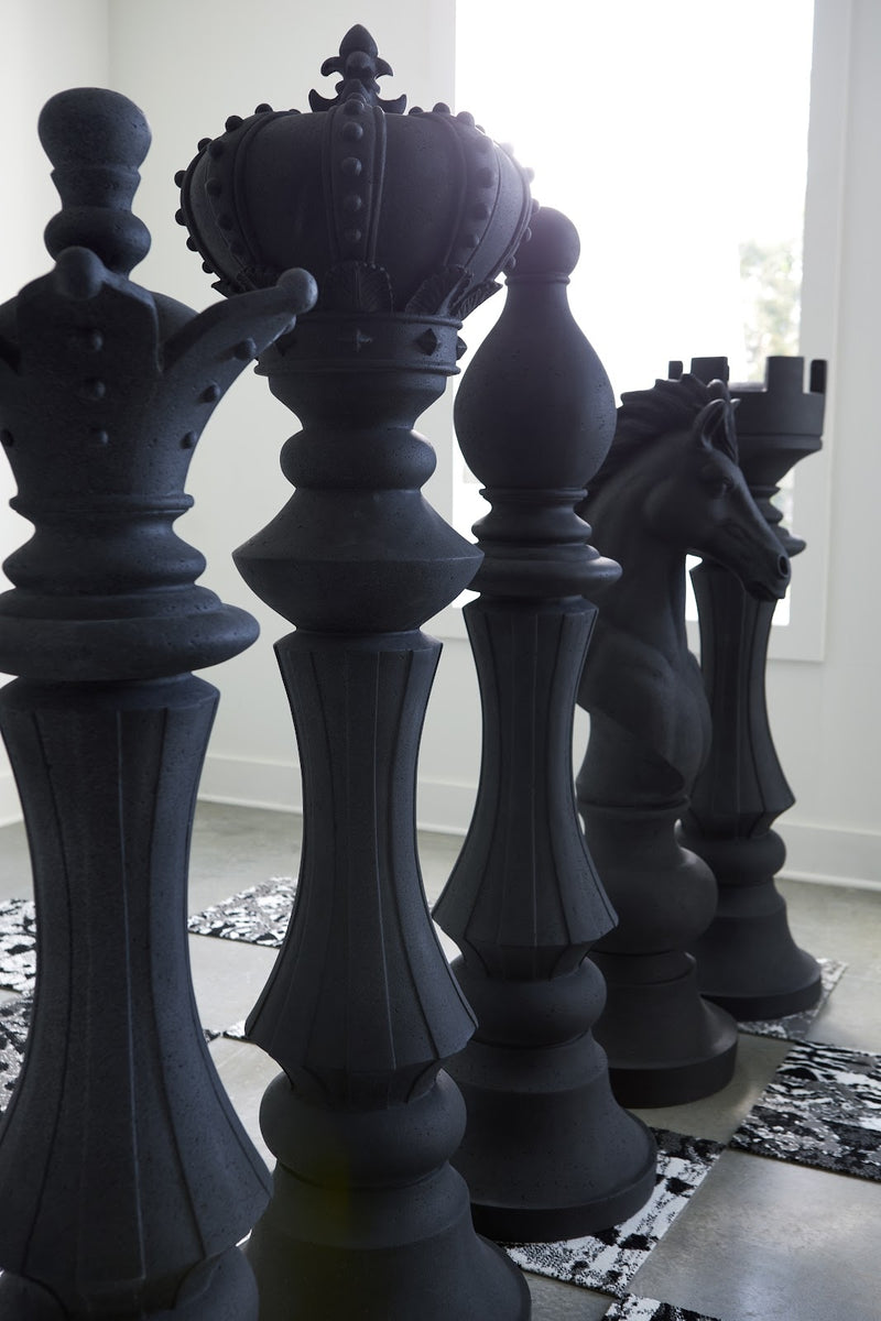 Chess Black Pawn Cast Stone Sculpture (Indoor or Outdoor)