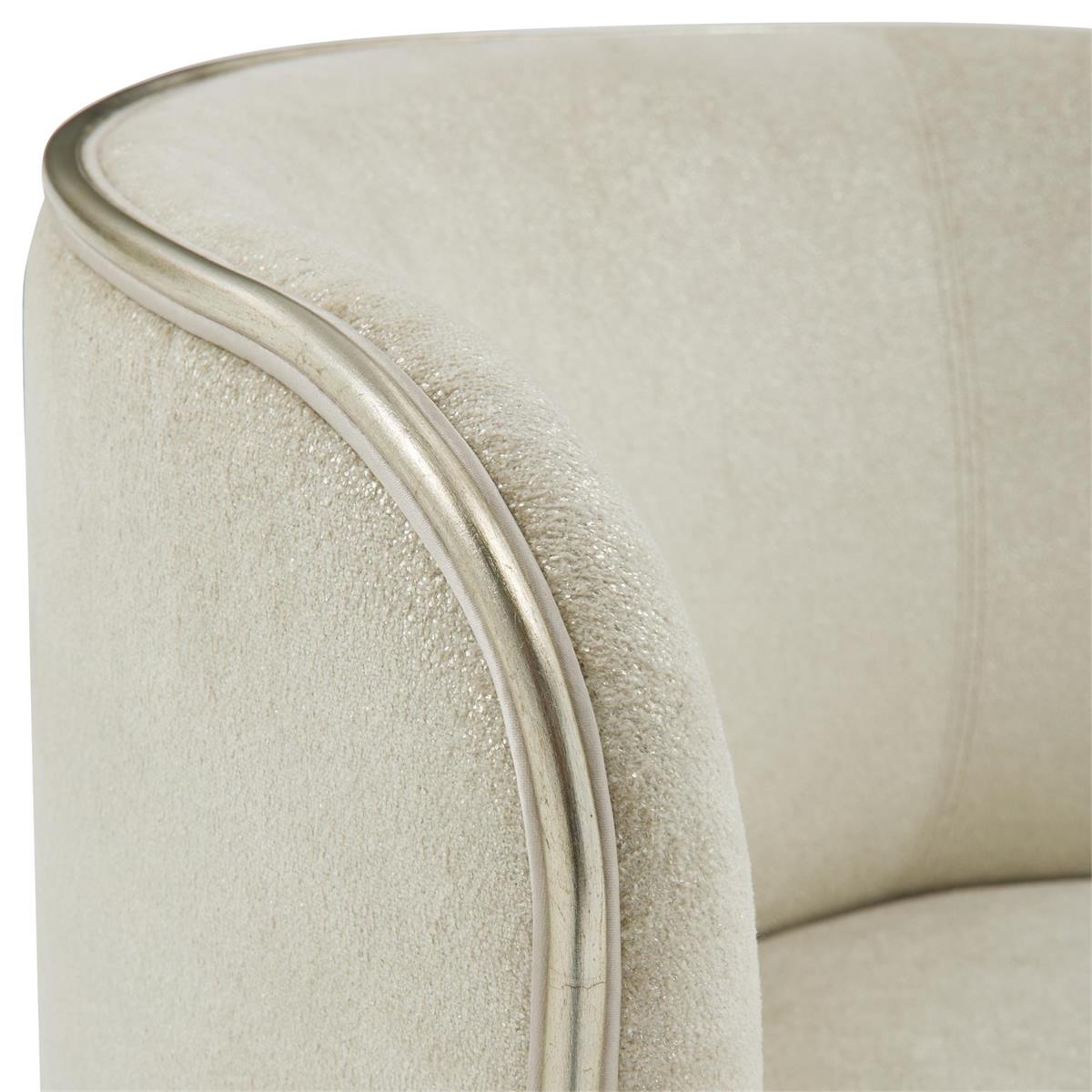 Rhumba Neutral Fabric & Burnished Silver Swivel Accent/Dining Chair
