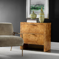 Knox 30" Natural Burl Finish 2 Drawer Cabinet/Nightstand
