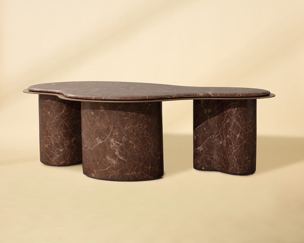 Isola 55" Faux Marble Concrete Indoor Outdoor Coffee Table