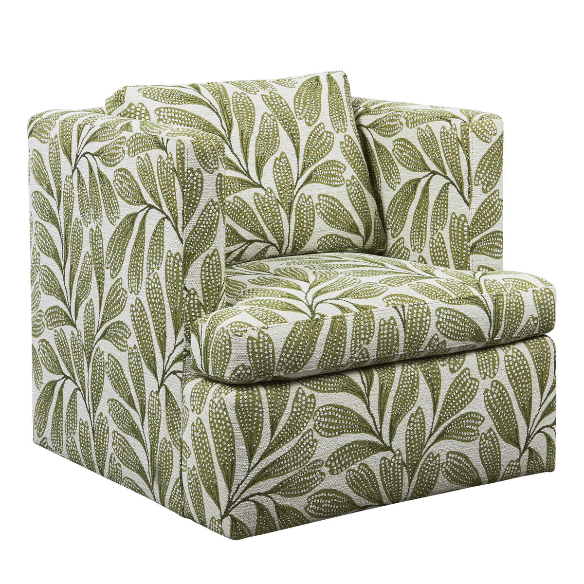 Forest Chenille Green & White Swivel Chair
