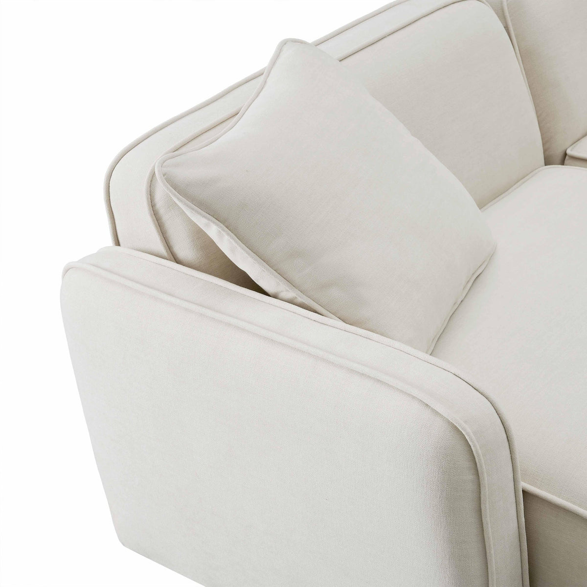 Travie 145" Sand Upcycled Performance Linen 6-Piece Modular U-Sectional