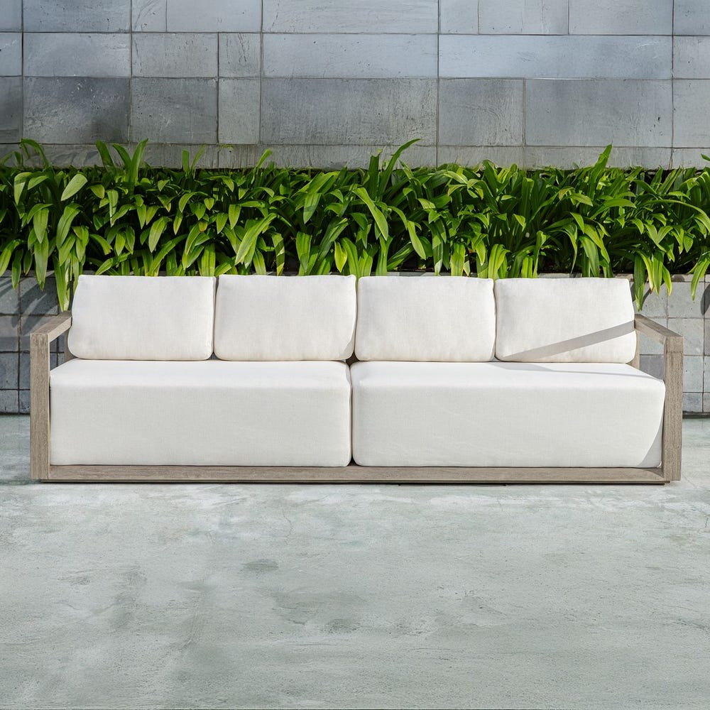 Richie 107" White & Weathered Grey Outdoor Sofa