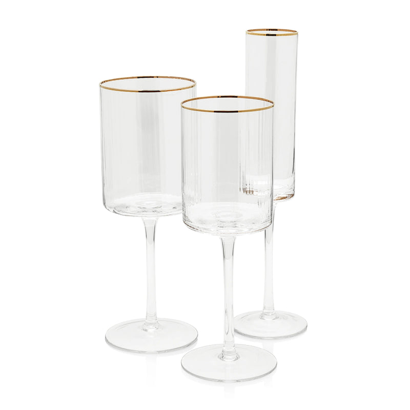 Optic Red Wine Glass with Gold Rim - Set of 12 (Copy)