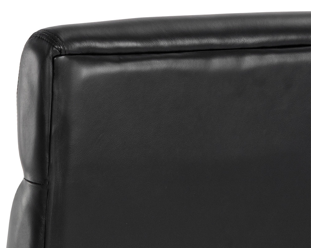 Collin Black Leather & Oak Brushed Gold Desk Chair