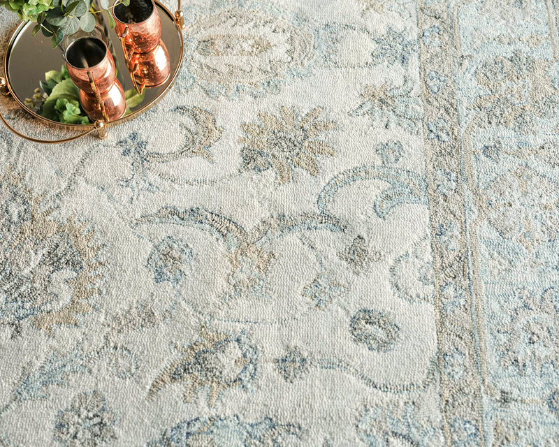 Carra Ivory/Blue Luxury Area Rug