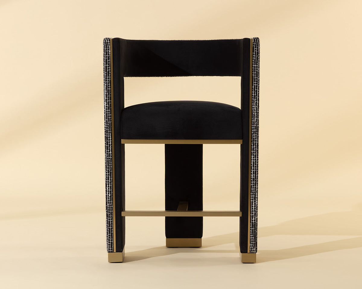 Adamina Black, Night Fabric & Gold Counter Stool