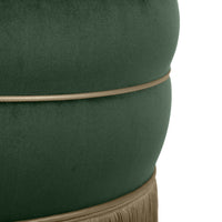 Ettros 17.2" Round Green Performance Velvet Ottoman