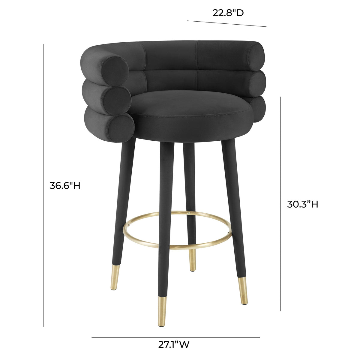 Nazri Black Performance Velvet Barstool