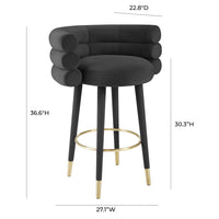 Nazri Black Performance Velvet Barstool