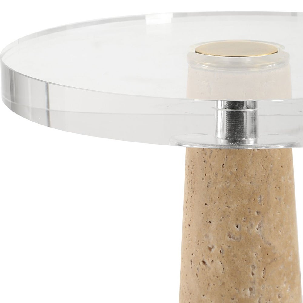 Idyll Natural Travertine & Crystal Martini Table