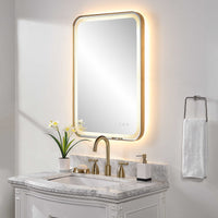 Miraze 32" Gold Lighted Vanity Rectangular Mirror