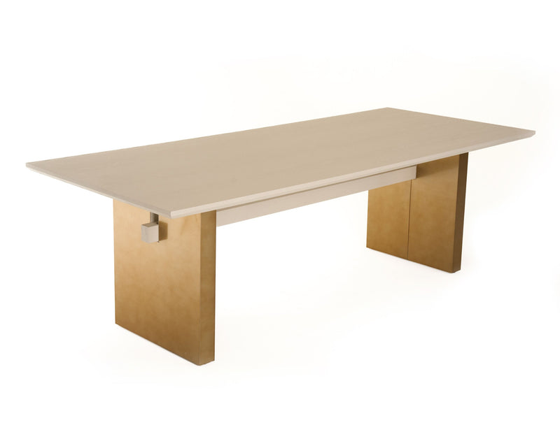 Viktoria 94" Modern Cream Ash & Gold Dining Table