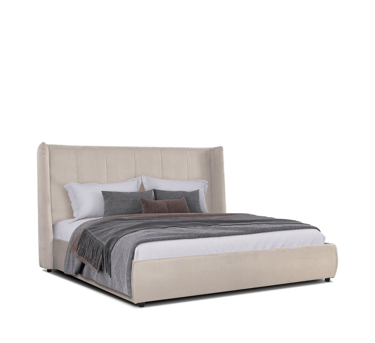 Emily Modern Beige Velvet Bed