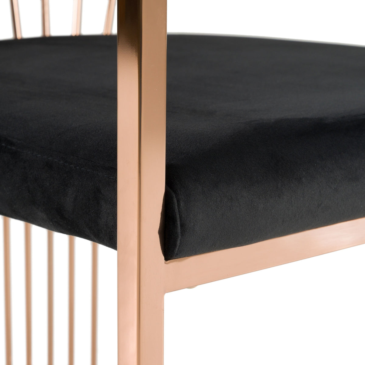 Adelpha Black Velvet and Rosegold Dining Chair