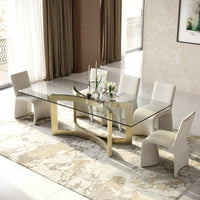 Allison Modern Glass & Gold Dining Table