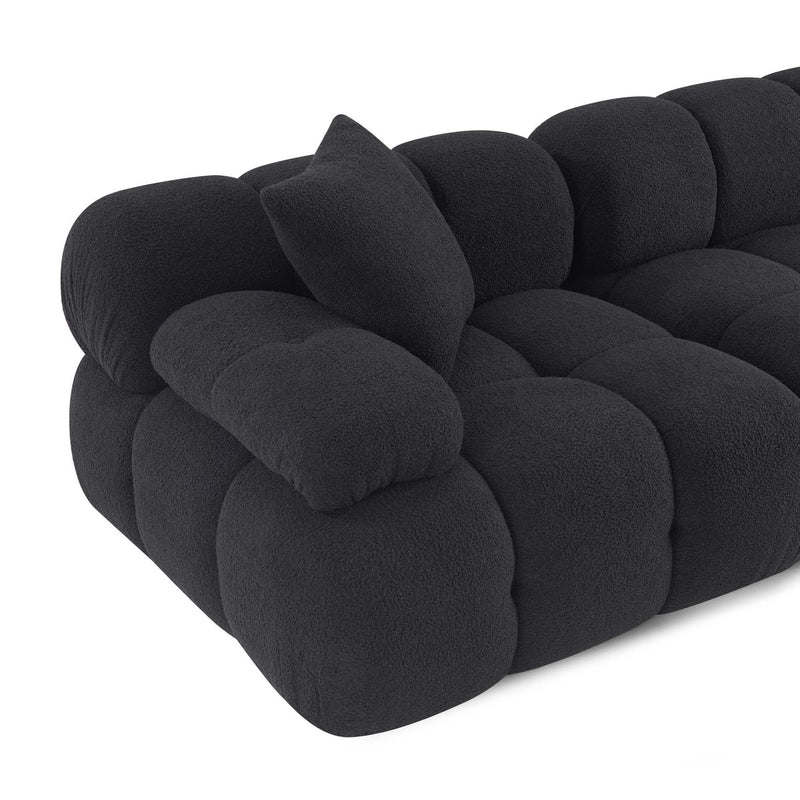 Vogue Black Vegan Shearling Modular Loveseat