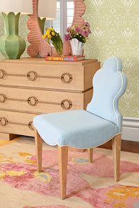 Fischer Light Blue Performance Linen Dining Chair
